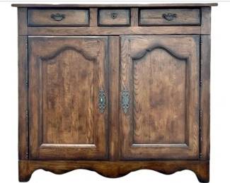 Henderson Antique French Country Provincial Louis XV Style Oak Cabinet