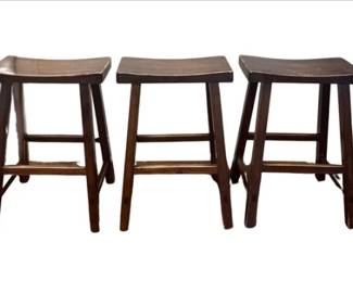 Three Walnut Saddle Stools