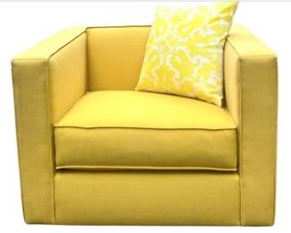 CB2 Yellow Contemporary Club Chair with Pillow