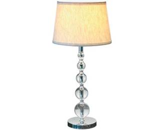 Modern Crystal Ball Stacked Table Lamp With Chrome Base And Fabric Shade