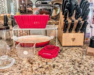 Serving dishes and knives