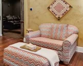 Twin sleeper chair and ottoman