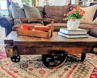 Railroad cart coffee table