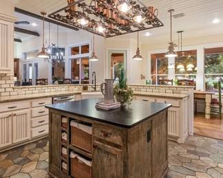 Kitchen island and pot rack