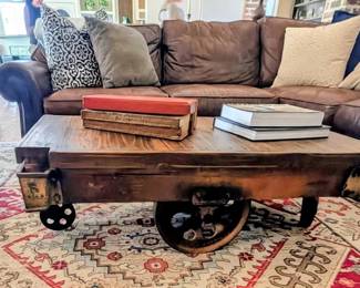 Vintage railroad trolley coffee table
