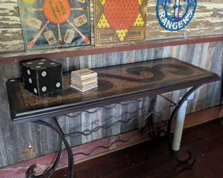 Wine storage table and game room decor