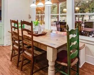 Vintage wood kitchen table, 4 chairs