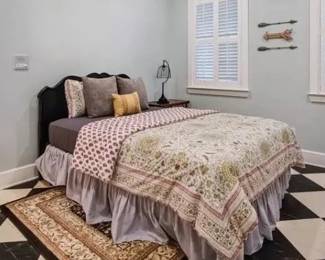 Black queen headboard bed