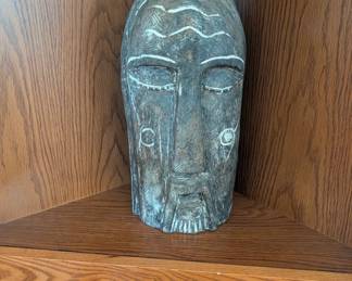 Hand carved vintage tiki totem face 