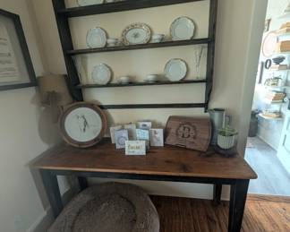Wall shelves and table