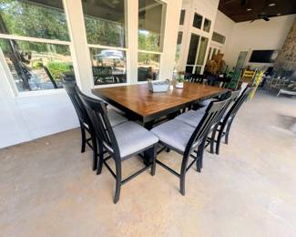 Dining table with  7 chairs and bench 