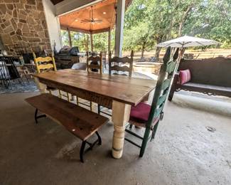 Kitchen table and 4 chairs, bench