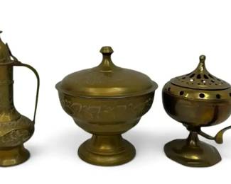 Brass Lidded Bowl, Tea Pot,  More
