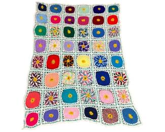Vibrant Crochet Circle Pattern Blanket 80 x 60 