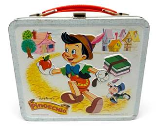 1971 Walt Disneys Pinocchio Embossed Metal Lunch Box