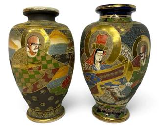 Japanese Satsuma Moriage Vases