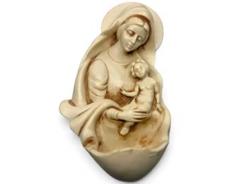Virgin Mary Holding Child Italian Marble Wall Sculpture