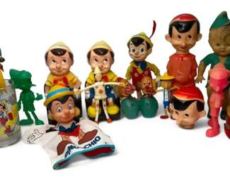 Pinocchio Memorabilia Collection Figurines, Glass, Music Box,  More