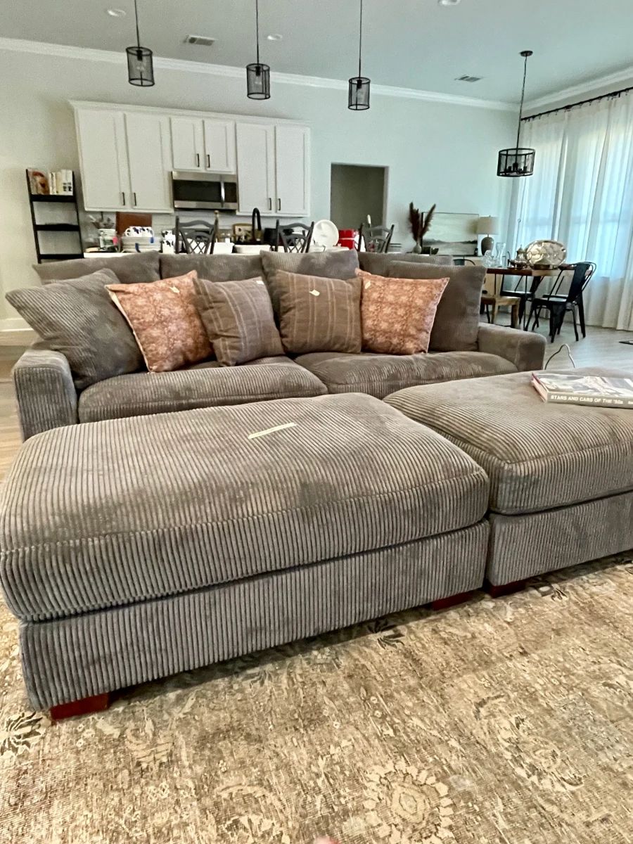 corduroy sofa with ottomans