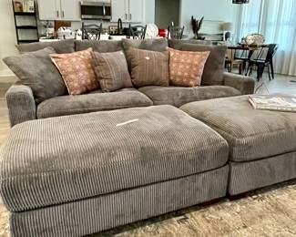 corduroy sofa with ottomans