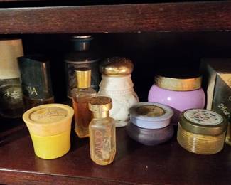  Vintage perfume bottles and compact containers