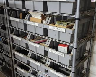  Metal bin shelving unit stocked