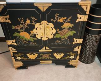  Chinoiserie black lacquer cabinet