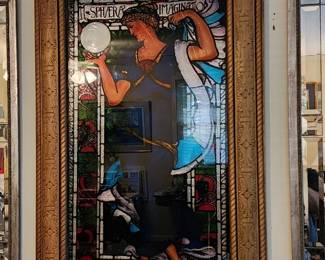  Art Nouveau stained glass mirror