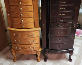  Two vintage-style jewelry armoires