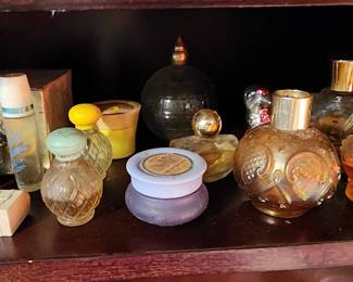  Vintage perfume bottles and compact containers