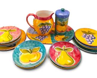 Colorful FruitThemed Platter, Pitcher, Plates, More