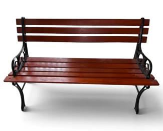 Outdoor Metal Wood Slatted Bench