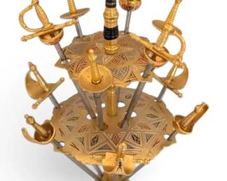 Vintage Spanish Toledo Brass Cocktail Sword Set