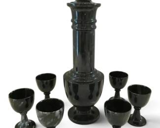 Black Marble Alabaster Decanter Shot Glass Set