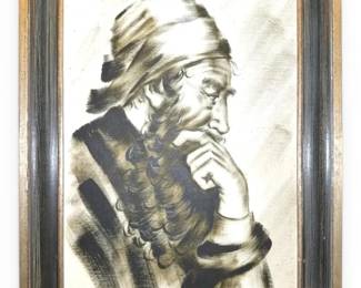 Vintage Pondering Man Oil Painting, Signed By Berry Dupas 14 x19