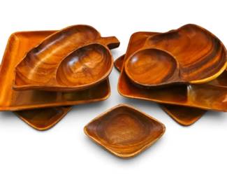 Divided Wooden Trays Bowls