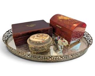Vanity Mirror Tray Jewelry Boxes