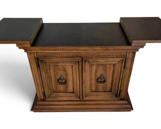 Vintage Wooden FlipTop Bar Cabinet On Wheels
