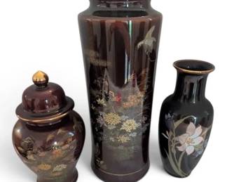 Japanese Ceramic Floral Vases Jar