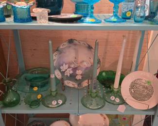 Green and Uranium Glass decor