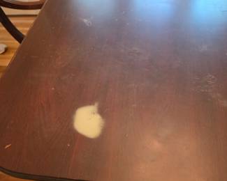 Photos of finish wear on table - as it will be covered with the pad during the sale