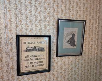 Vintage stitched train themed wall art