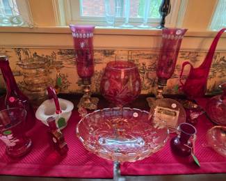Pink vintage glassware