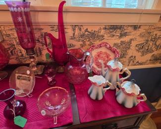 Pink vintage and MCM glassware