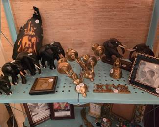 Elephant and brass decor