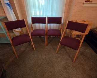 MCM Sauder Designare Maroon Padded Wood Frame Folding Chairs