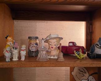 Head vase, Ceramic truck, and Vintage figurines