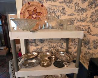 Glass and silver plate kitchen /decor