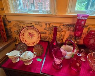 Pink vintage glassware