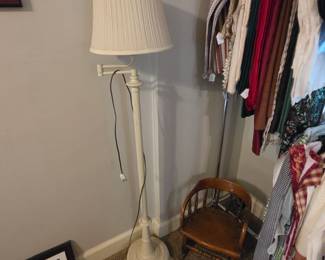 Floor lamp and vintage wood toddlers rocking chair